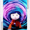 A diamond painting featuring a stylized ghost mother character with vibrant purple and blue swirling background.