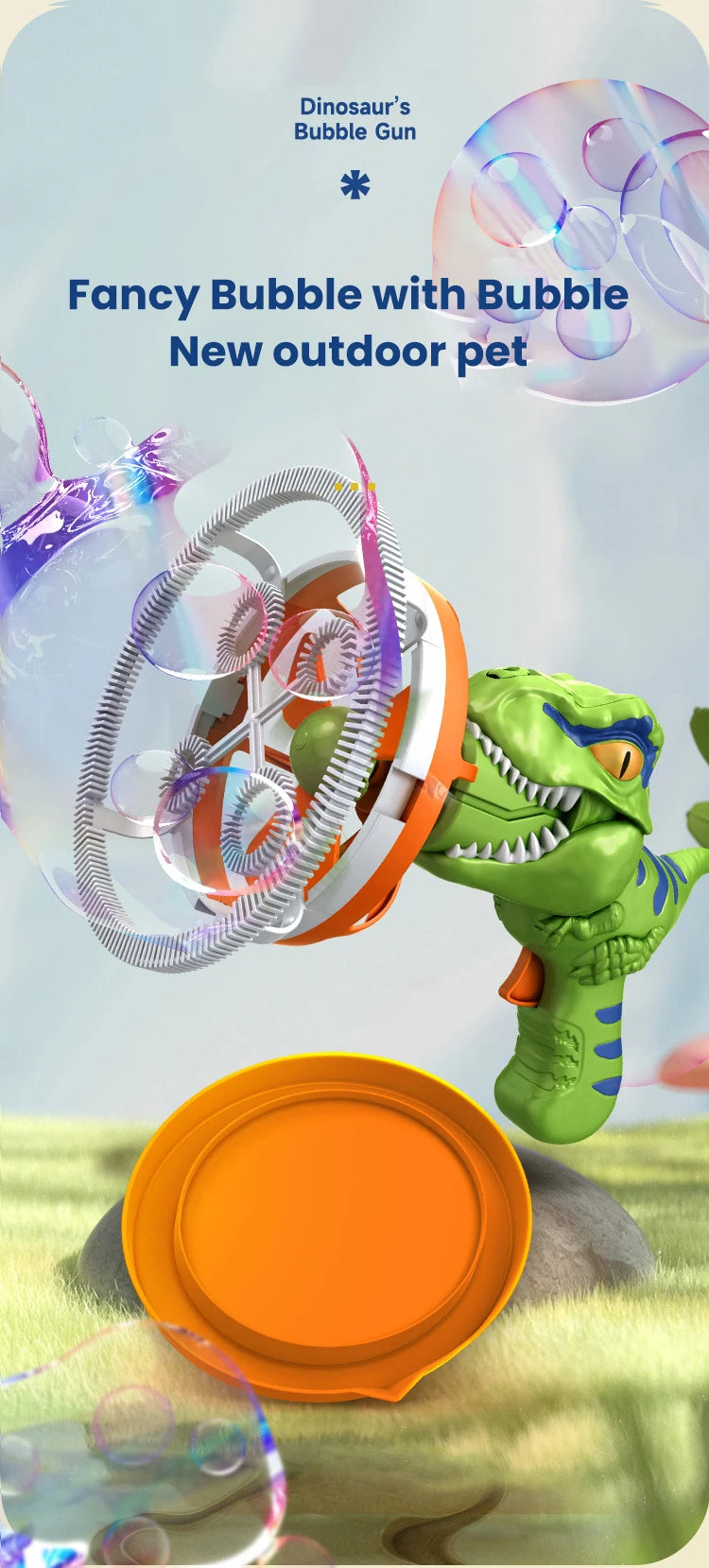 Dinosaur Bubble Gun – Automatic Light-Up Bubble Blower for Kids