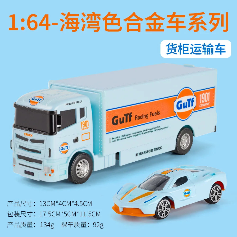 1:64 Scale Die-Cast Trailer Truck with Container - Gulf Racing Edition