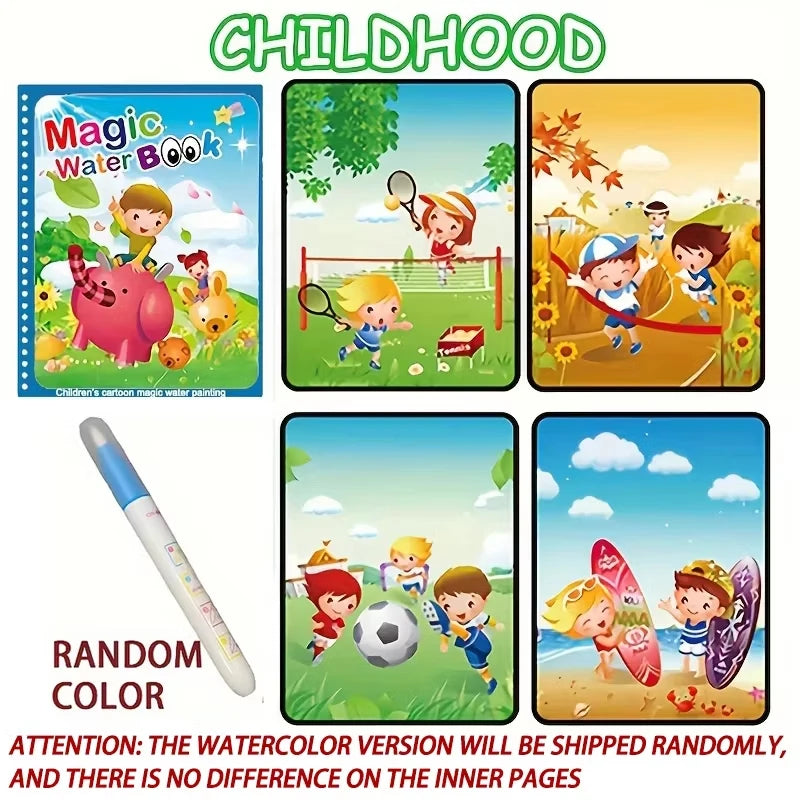 Magic Water Drawing Book for Kids - Reusable Coloring Fun