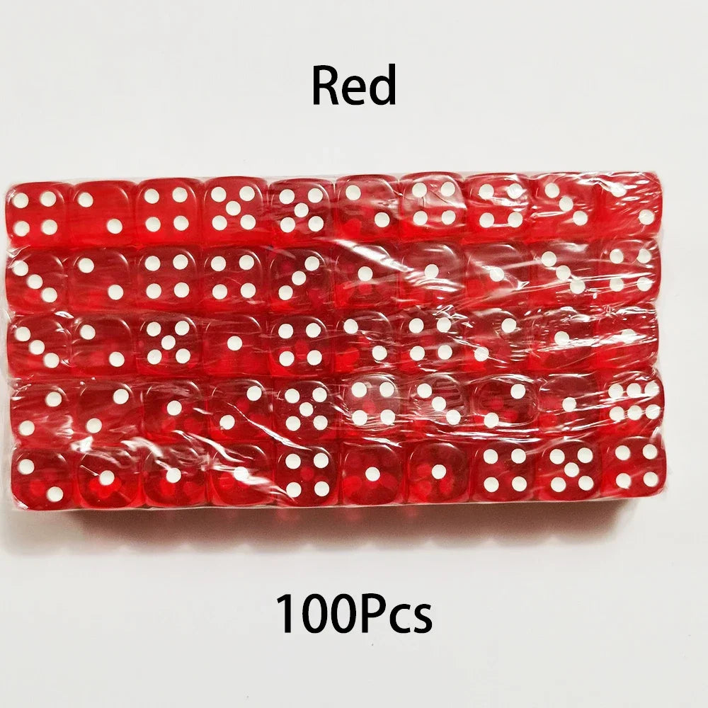 Multicolor Transparent Acrylic Dice Set – 100 Pieces