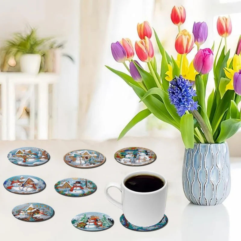 DIY Diamond Art Coaster Set for Christmas & More