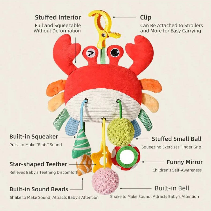 Baby Crib Hanging Rattle Teether Toy with Music & Chewable Charm