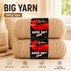 A pair of super soft red acrylic yarn skeins labeled as Big Yarn 190g each for knitting and crochet.