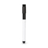 A white flexible magnetic dry erase board with a black cap.