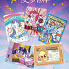 A collection of My Little Pony collectible cards featuring characters like Sweety and Rainbow Dash against a purple backgroun