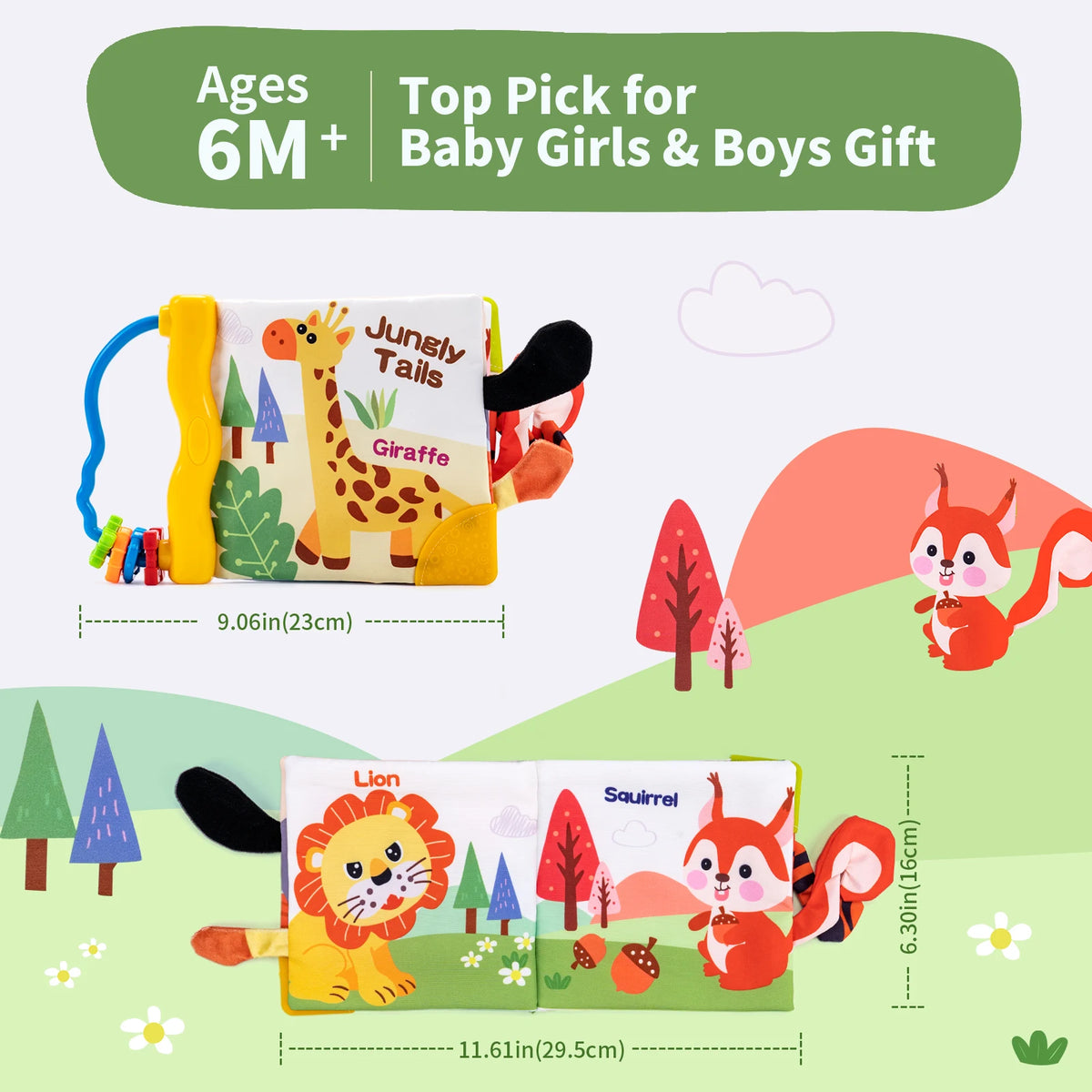 Soft Baby Cloth Book with 3D Animal Tails