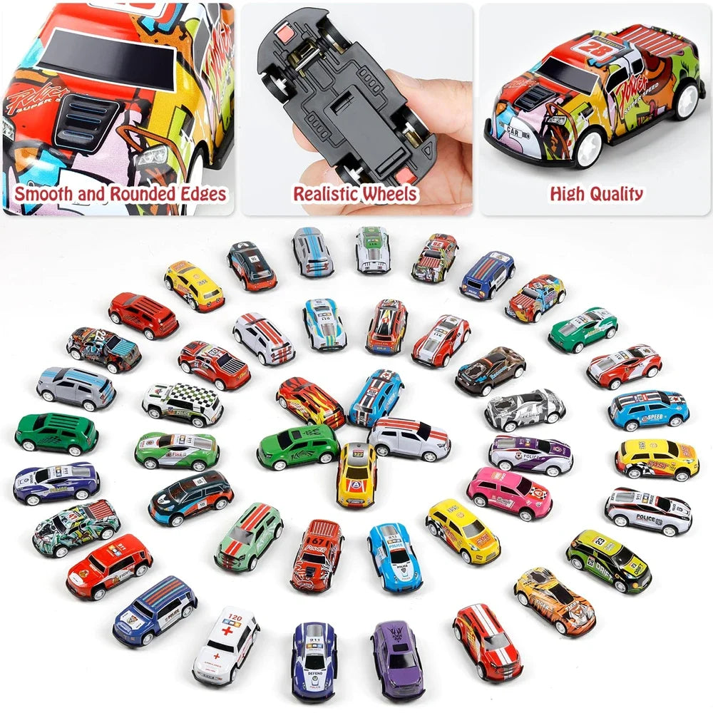 48-Piece Die-Cast Metal Car Collection with Storage Case