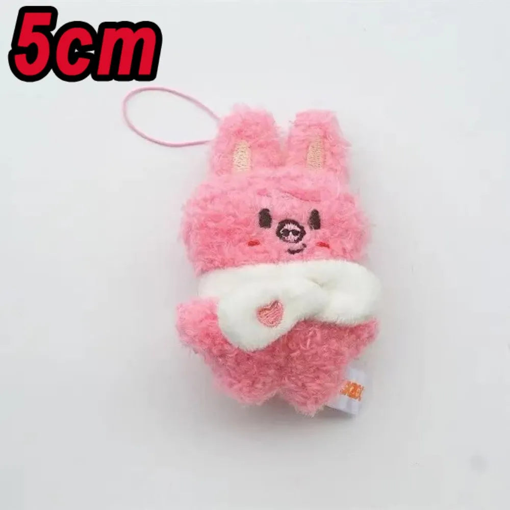Adorable Plush Cartoon Keychain – Soft Pink Mini Pendant