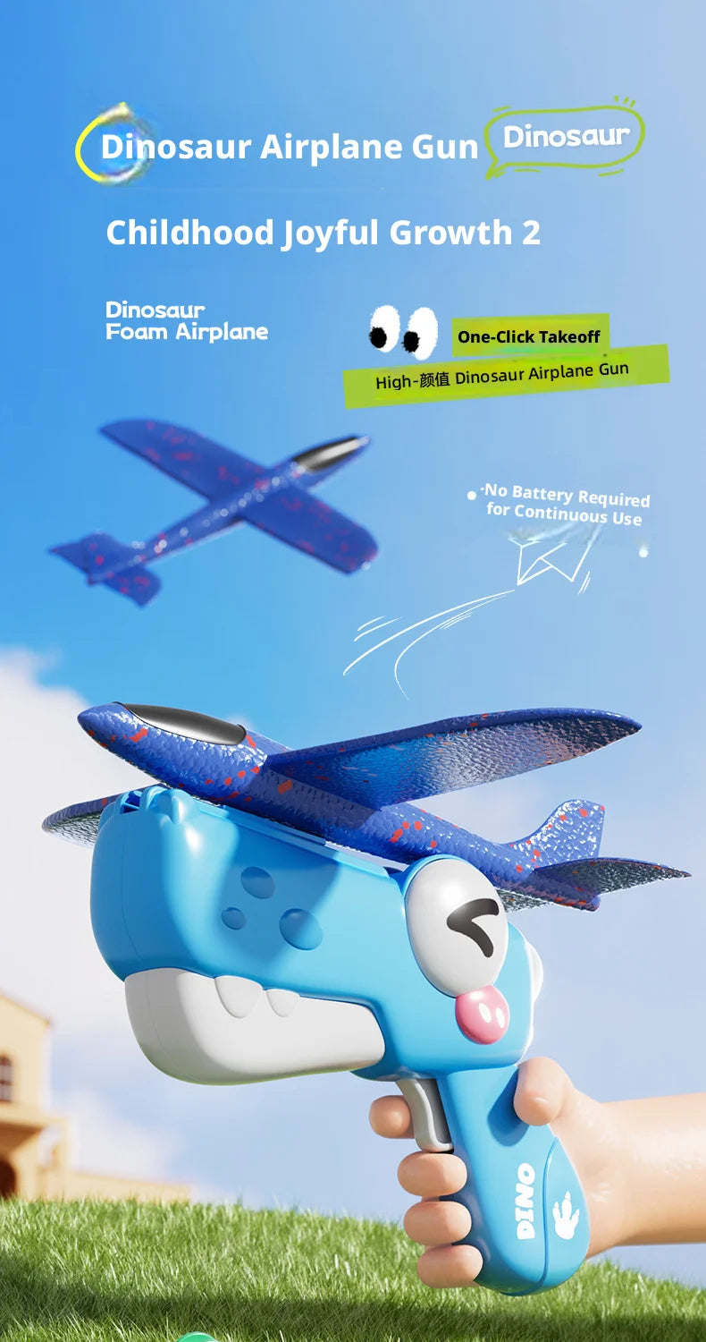 Dinosaur Foam Airplane Launcher Toy
