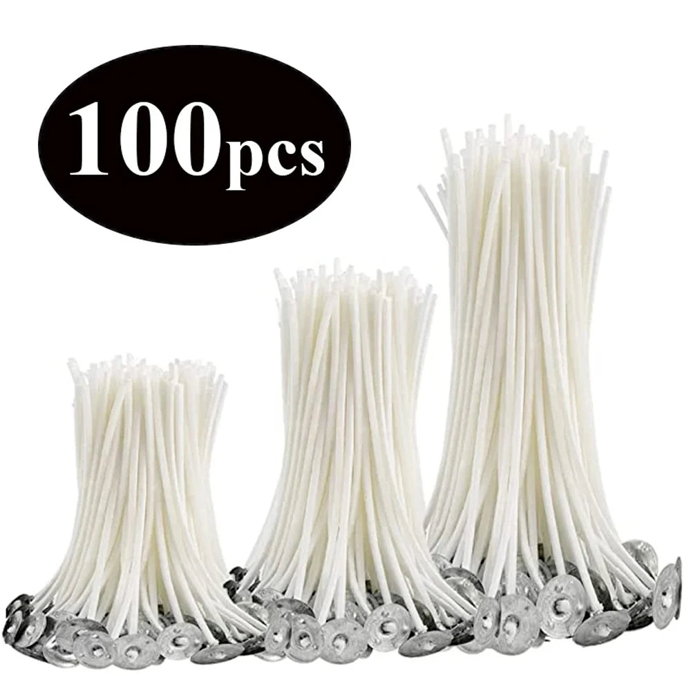 Waxed Cotton Candle Wicks & Holders (100-Piece Assortment)