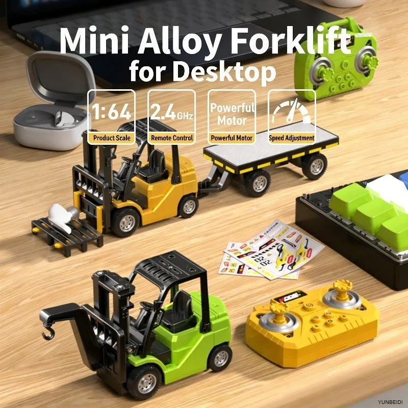 Miniature RC Forklift with Trailer and Bluetooth App Control