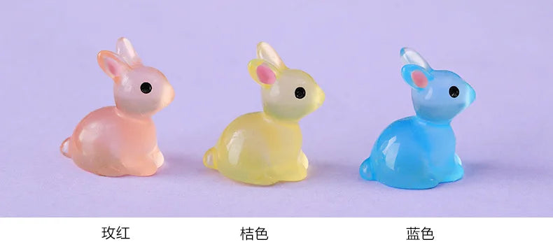 Glow-in-the-Dark Bunny Resin Figurines for Easter & Home Decor