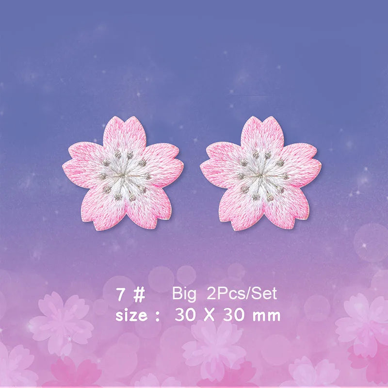 Cherry Blossom Embroidered Patches for DIY Decoration