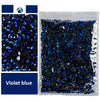 Bag of violet blue AB-coated flat back resin rhinestones for crafts and DIY projects