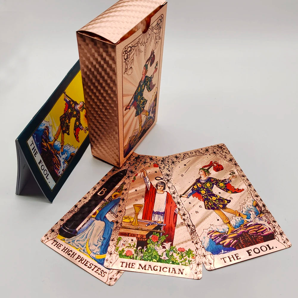 Gold Foil Waterproof Tarot Card Deck with Guidebook