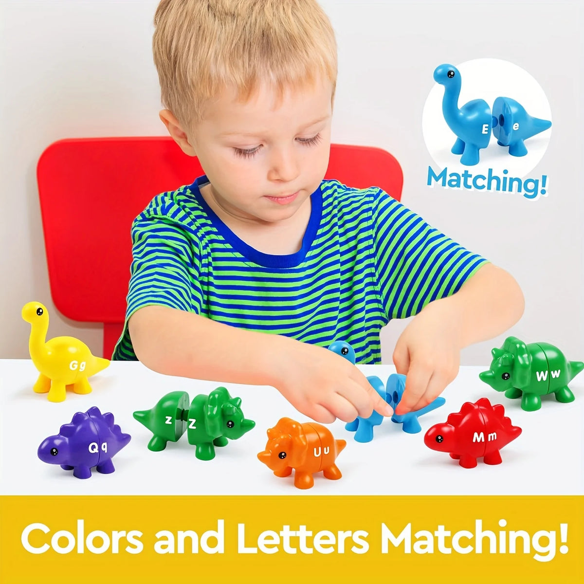 Dinosaur Letter & Number Matching Game for Early Learning