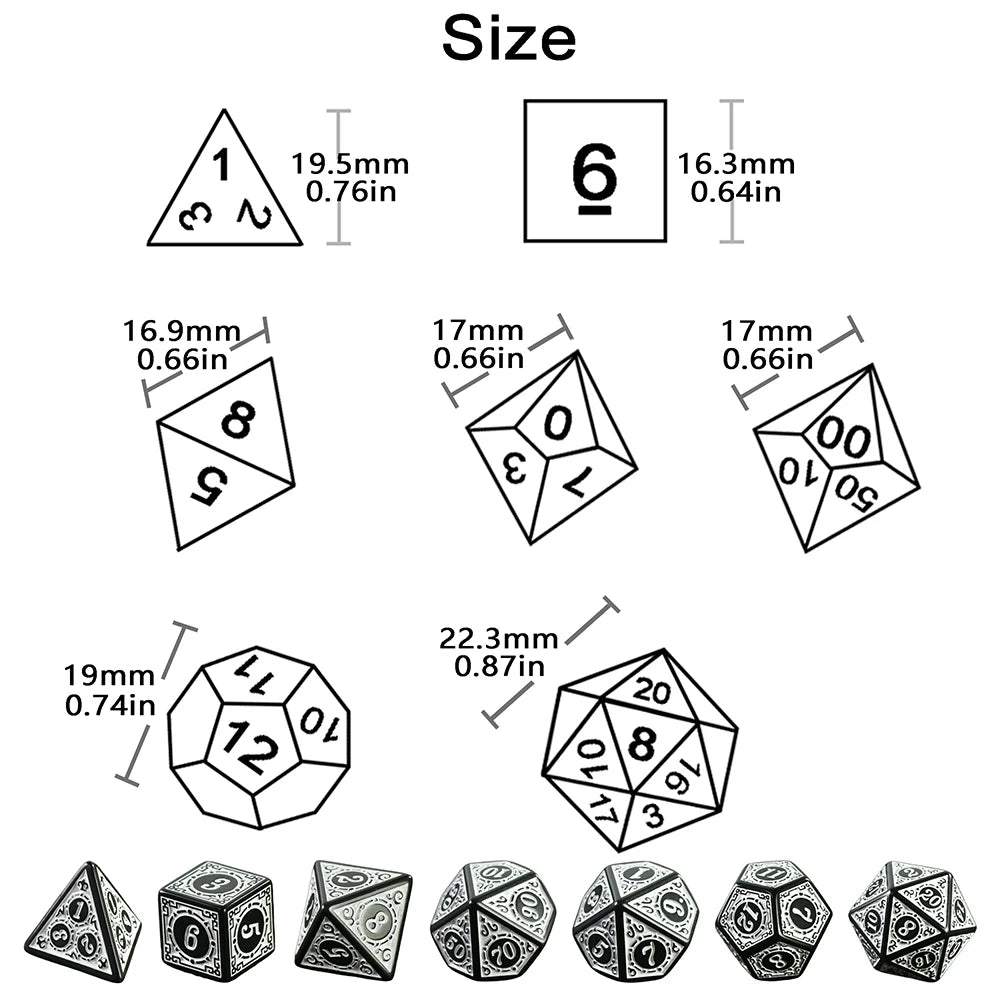 Textured Polyhedral Dice Set for RPG and Tabletop Games
