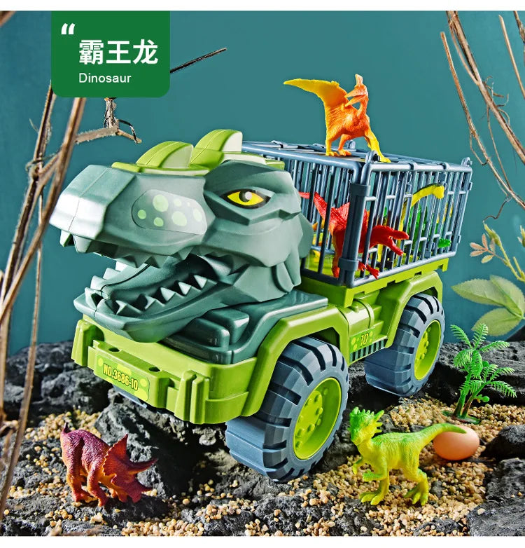 Dinosaur Transport Truck Carrier Playset with Tyrannosaurus Rex