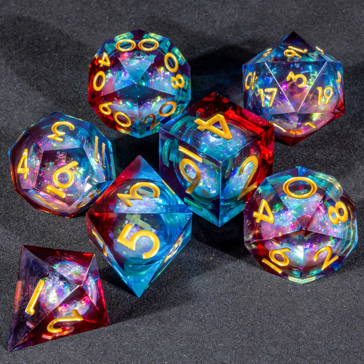 Liquid Core Dice Set for Dungeons & Dragons | Sharp Edge Resin RPG Dice