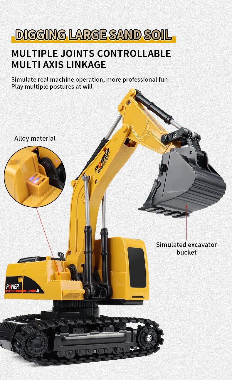 2.4G Remote Control Excavator with Lights and Sound Effects