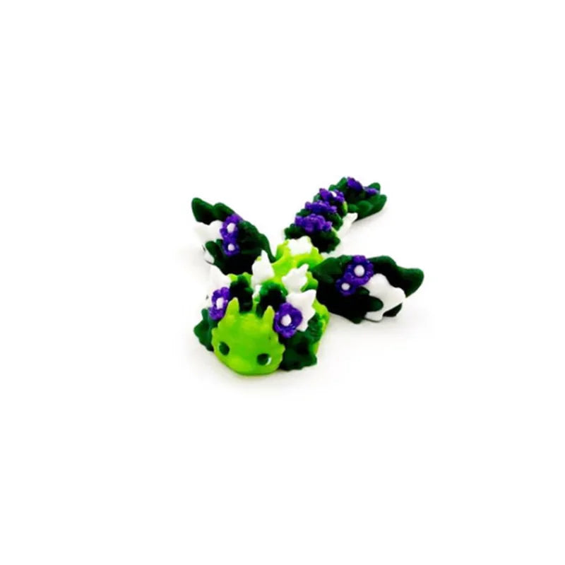 A set of six purple and green articulated dragon eggs for decoration.