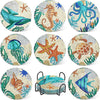A set of ten mandala flower 5D diamond painting coasters featuring various floral and sea life designs.
