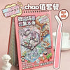 A pink box of miniature 3D house scene material book with various stickers and elements for journaling and scrapbooking