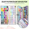 A dust and watercolor separator featuring multiple color palettes for paint storage.