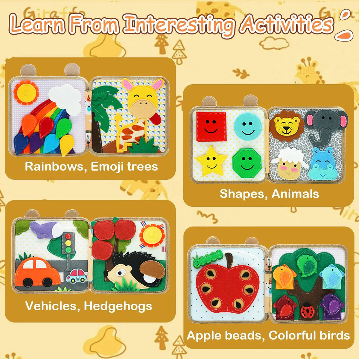 Montessori Busy Board Giraffe Activity Book for Toddlers