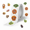 A roll of funny meme cat and food fruit stickers featuring various cats and food items.