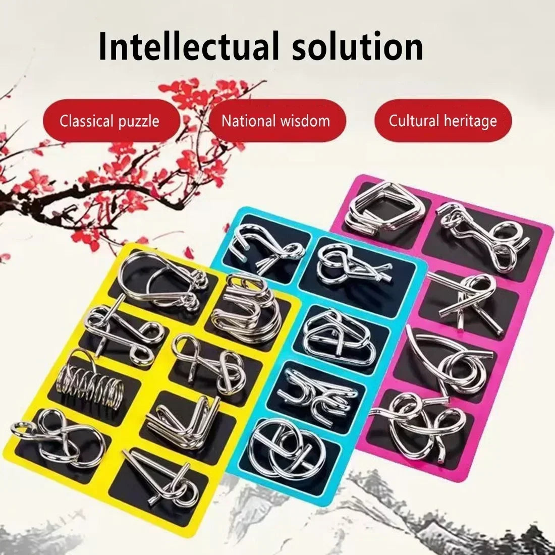 Metal Chinese Ring Puzzle Set – Brain Teaser IQ Game