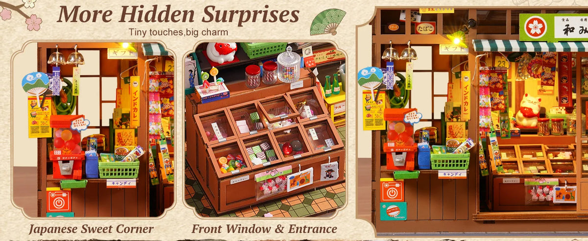 Nostalgic Japanese Corner Shop DIY Book Nook Kit with LED Lighting
