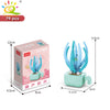 A set of 79 flower succulent building blocks in light green and blue for desktop plant decor.