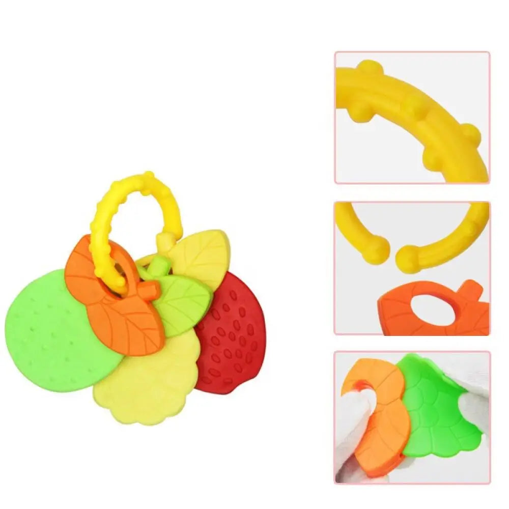 Fruit-Shaped Silicone Teether and Rattle for Babies