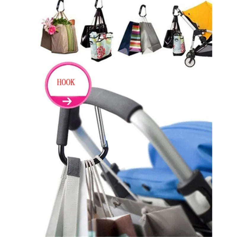 Heavy-Duty Aluminum Carabiner Stroller Hooks for Bags and Purses