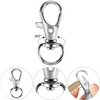 A set of premium metal swivel snap hooks with key rings shown in various angles.