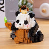 A mini panda building block set featuring black and white blocks with brown accents.