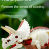 A hand-painted dinosaur fossil model, showing restored skin texture and color transition.