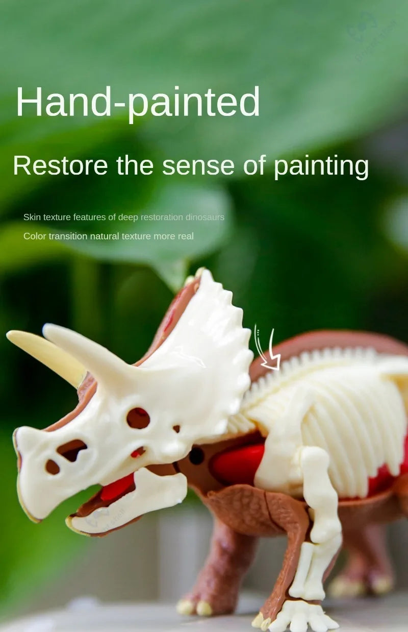 A hand-painted dinosaur fossil model, showing restored skin texture and color transition.