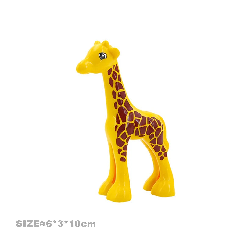 Yellow giraffe building block set featuring a zoo animal