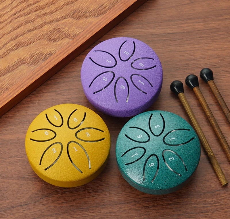 Mini Steel Tongue Drum with Mallet – 6 Notes, Portable Hand Pan for Meditation & Yoga