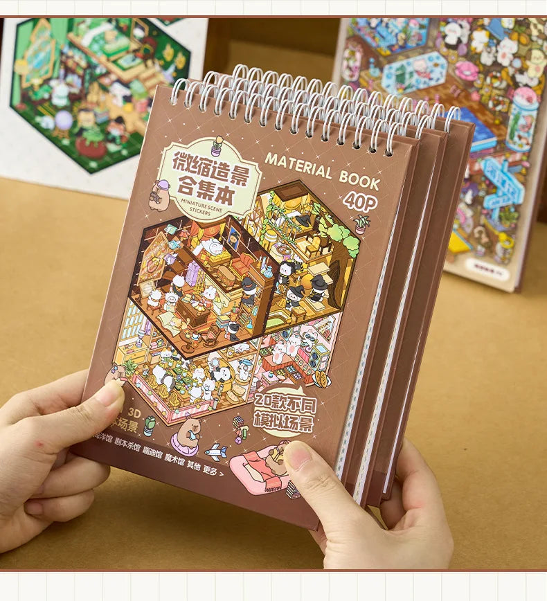 3D Landscape Sticker Collection Book for Scrapbooking & Journaling