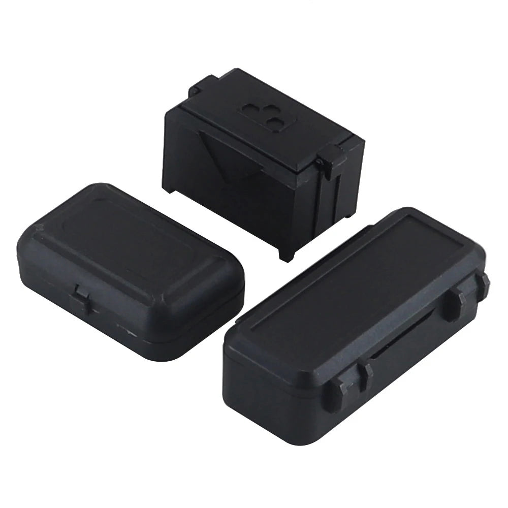 Set of three black mini storage boxes for RC crawler models