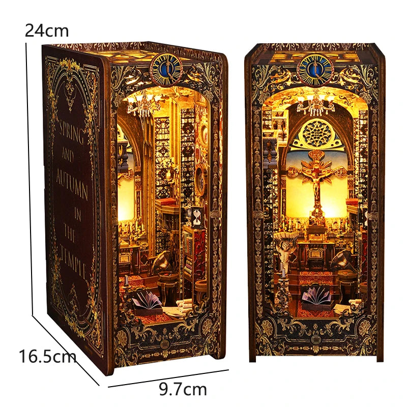 DIY Miniature Book Nook Kit - Retro Wooden Dollhouse Shelf Decor