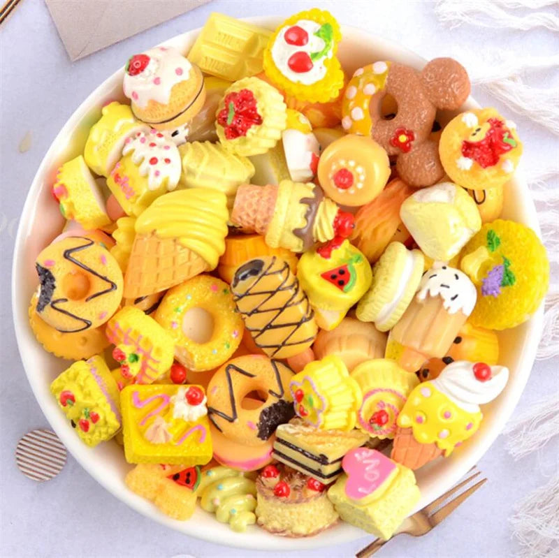 A bowl filled with assorted colorful candy resin flatbacks for DIY crafts and jewelry making