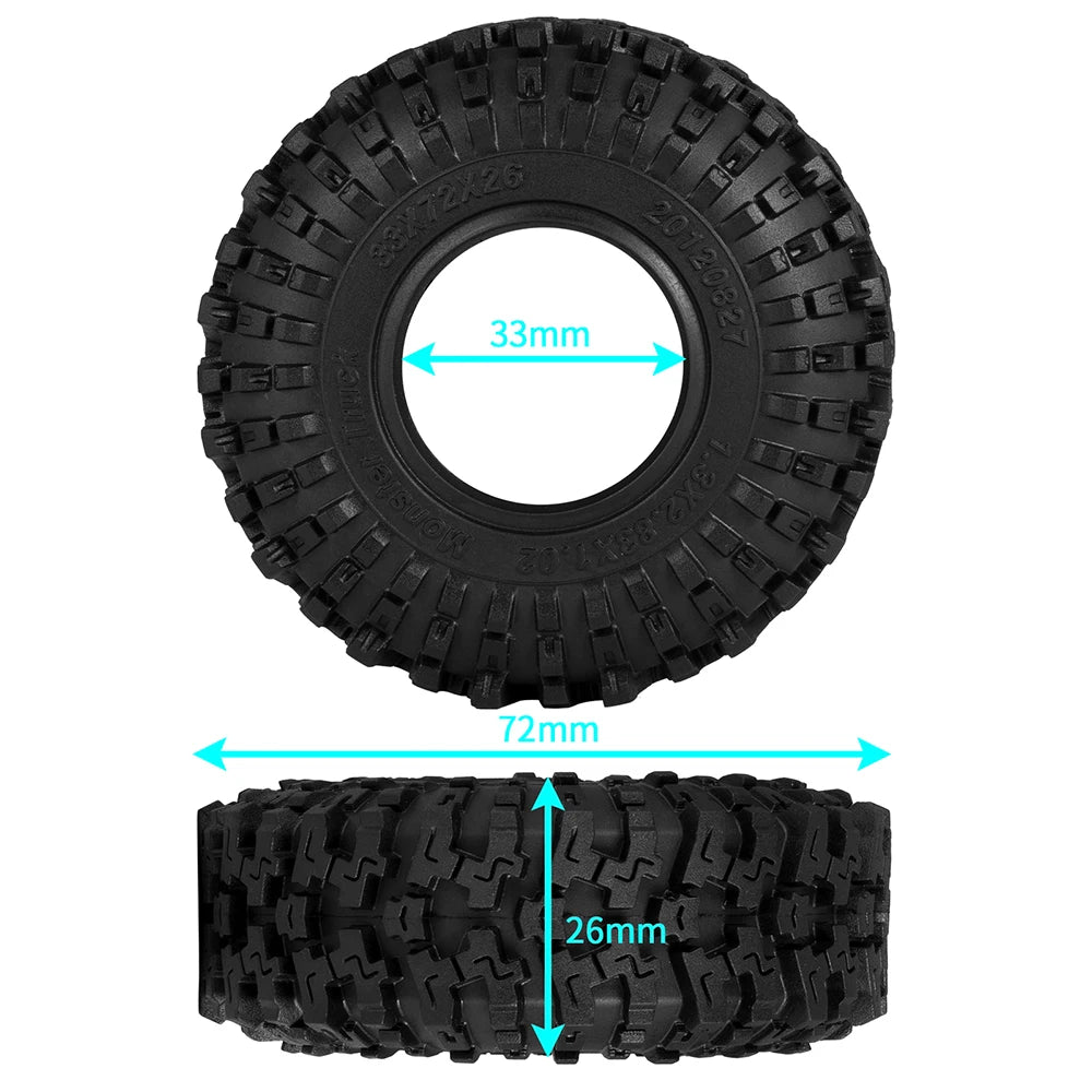 1.3" Mud Terrain Tires for RC Crawler (4-Pack)