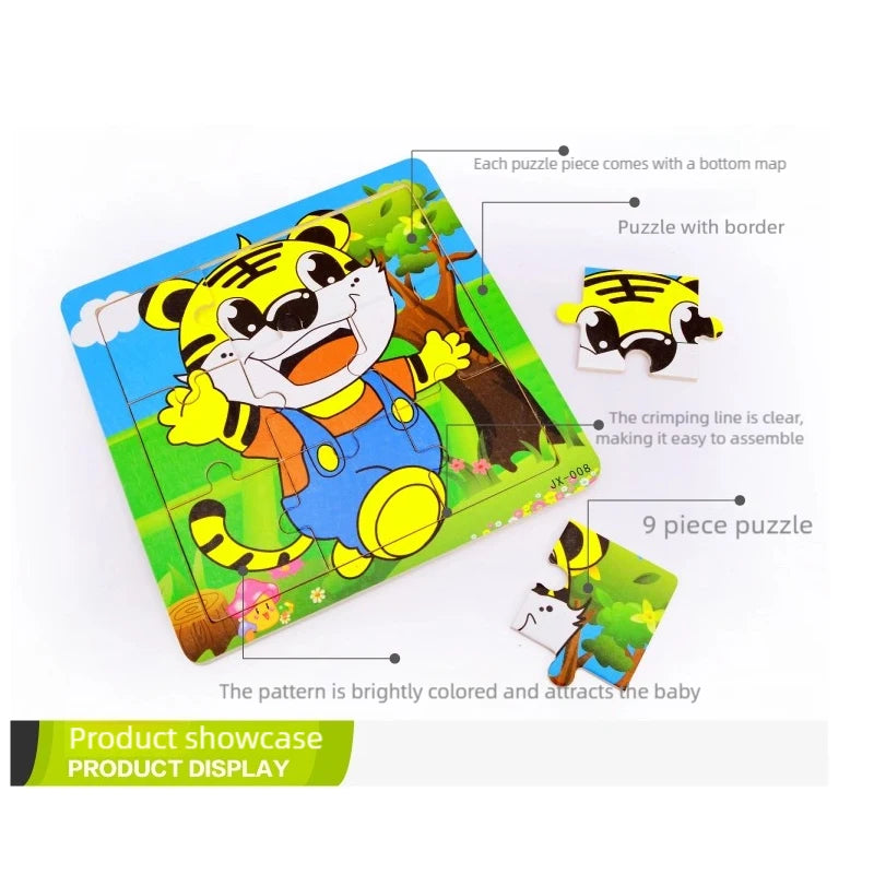 Wooden 3D Puzzle Set for Toddlers – Animal & Vehicle Jigsaw Games