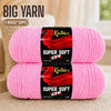 Two skeins of pink Knitnex Super Soft Yarn are displayed on a light background.