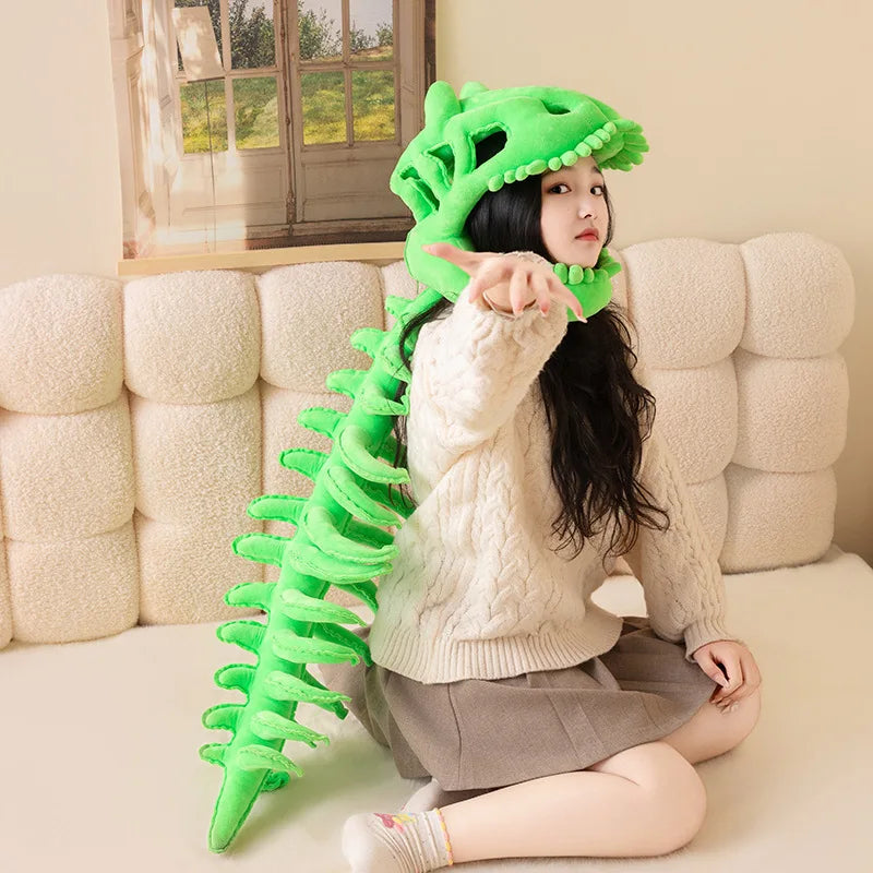 Plush Skeleton Dinosaur Headgear Halloween Costume